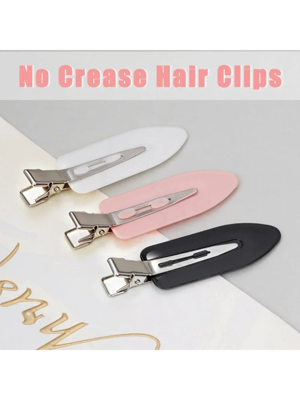 24 Pcs Creaseless Hair Clips for Women - Makeup, Stylish Black/Pink/White Set